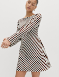 Striped Long Sleeve Mini Shift Dress