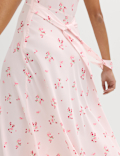 Printed V-Neck Midi Tea Dress