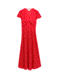 Printed V-Neck Midi Tea Dress
