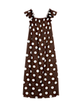 Pure Cotton Polka Dot Midi Shirred Dress