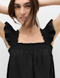 Pure Cotton Shirred Midaxi Smock Dress