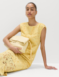 Lace Cutwork Detail Midi Column Dress