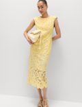 Lace Cutwork Detail Midi Column Dress