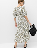 Pure Cotton Printed Midi Waisted Dress