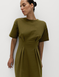 Pure Cotton Waisted Midi T-Shirt Dress