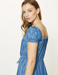 Button Front Waisted Midi Dress