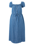 Button Front Waisted Midi Dress