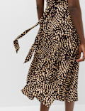 Animal Print V-Neck Midi Tea Dress