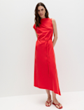 Pure Cotton Tie Waist Midi Column Dress