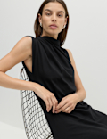 Pure Cotton Tie Waist Midi Column Dress