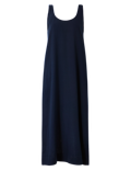 Flax Linen Mix Plain Round Neck Dress