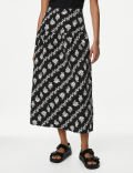Pure Cotton Printed Midi Circle Skirt