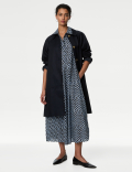 Pure Cotton Printed Midi Shirt Dress