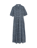 Pure Cotton Printed Midi Shirt Dress