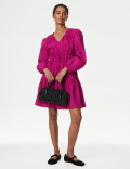 Pure Cotton V-Neck Mini Waisted Dress