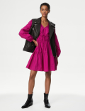 Pure Cotton V-Neck Mini Waisted Dress