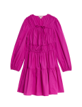 Pure Cotton V-Neck Mini Waisted Dress