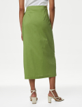 Pure Cotton Belted Midi Wrap Skirt