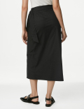 Pure Cotton Belted Midi Wrap Skirt