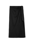 Pure Cotton Belted Midi Wrap Skirt
