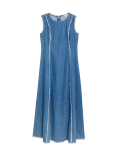 Denim Round Neck Midi Shift Dress