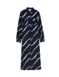 Pure Cotton Printed Tie Detail Midi Shirt Dress