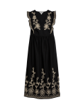 Pure Cotton Embroidered V-Neck Midi Dress