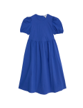 Cotton Rich Puff Sleeve Midi Column Dress