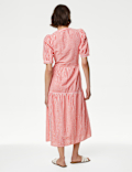 Cotton Rich Gingham Midi Tiered Dress