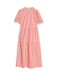 Cotton Rich Gingham Midi Tiered Dress