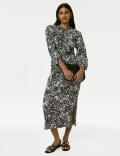 Cotton Rich Printed Midi Column Dress
