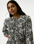Cotton Rich Printed Midi Column Dress