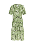Floral Button Front Midi Tiered Dress