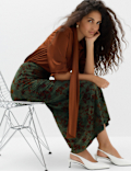 Floral Midaxi Column Skirt With Stretch