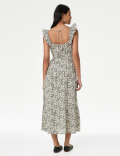 Pure Cotton Printed Midi Tiered Dress
