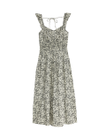 Pure Cotton Printed Midi Tiered Dress