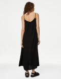 Square Neck Strappy Midi Cami Slip Dress