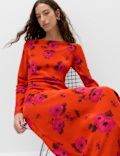 Floral Round Neck Midaxi Column Dress