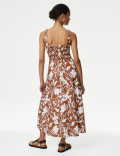 Pure Cotton Printed Midi Waisted Cami Dress