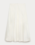 Pure Cotton Pleated Midi A-Line Skirt