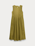 Pure Cotton Pintuck Midi Relaxed Dress