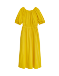 Pure Cotton Round Neck Midi Waisted Dress