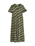 Pure Cotton Printed V-Neck Midi Tiered Dress