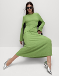 Jersey Textured Midaxi Relaxed Skater Dress