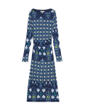 Mesh Jersey Printed Midi Column Dress