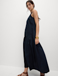 Pure Cotton Midaxi Drop Waist Tiered Dress