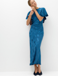 Satin Jacquard Midaxi Column Dress