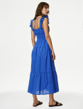 Pure Cotton Sweetheart Neckline Midi Dress