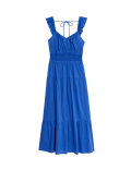 Pure Cotton Sweetheart Neckline Midi Dress