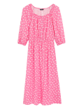Printed Square Neck Midi Tea Dress